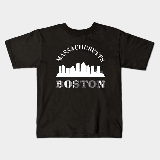 Born and raised Massachusetts Id rather be in Boston MA skyline state trip Kids T-Shirt by BoogieCreates